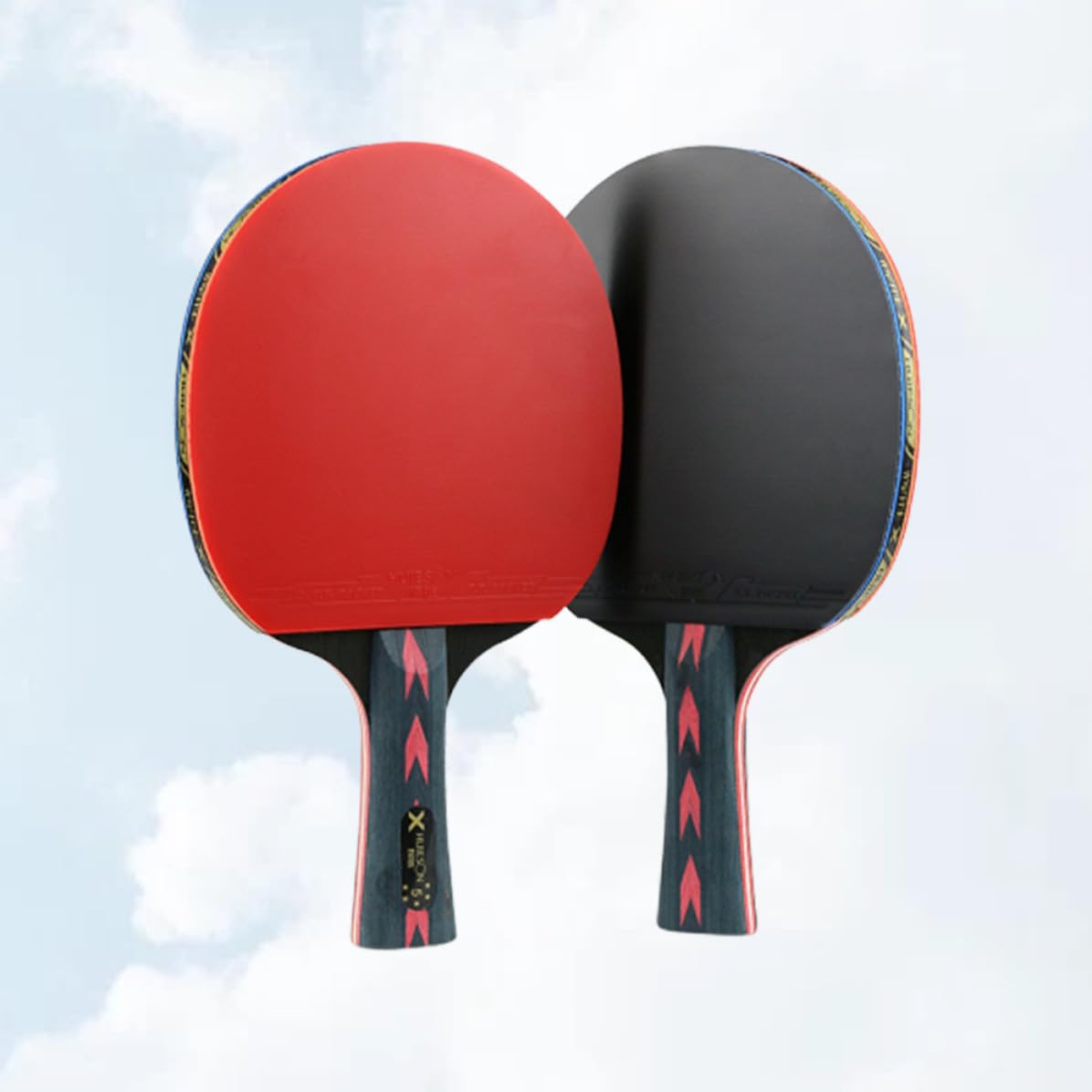 5 Sterne und Superleichtem Griff Tischtennisschläger 2 Stück aus Kohlefaser mit Doppelnoppen und Komfortable Kontrolle für Professionelle Jugendspieler
