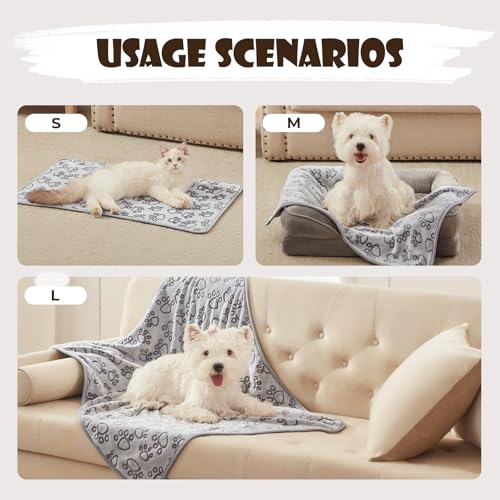 luciphia Hundedecke Katzendecken Waschbar Flauschig, 1 Pack 3 Decken Super Weich Fluffy, Kuscheldecke Fleece Haustier Decken für Hunde Katzen, Kann für Sofas, Autos, Betten, Liebe Pfote 40 * 60cm