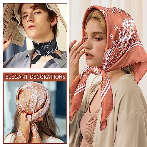 4 Pcs 27.5'' x 27.5'' Satin Silk Head Scarf Hair Scarves Large Bandanas Neck Scarf for Women Girls4