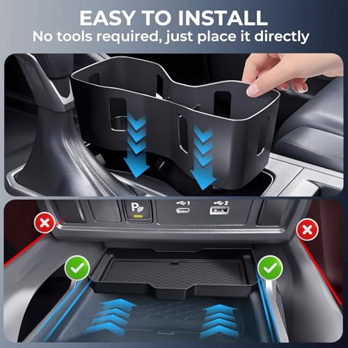 Image of Cup Holder Inserts & Center Console Organizer for Nissan Frontier 2026 2025 2024 2023 2022, Interior Accessories Cup Holders Covers Protector & Storage Tray for 2022-2026 Frontier, Black