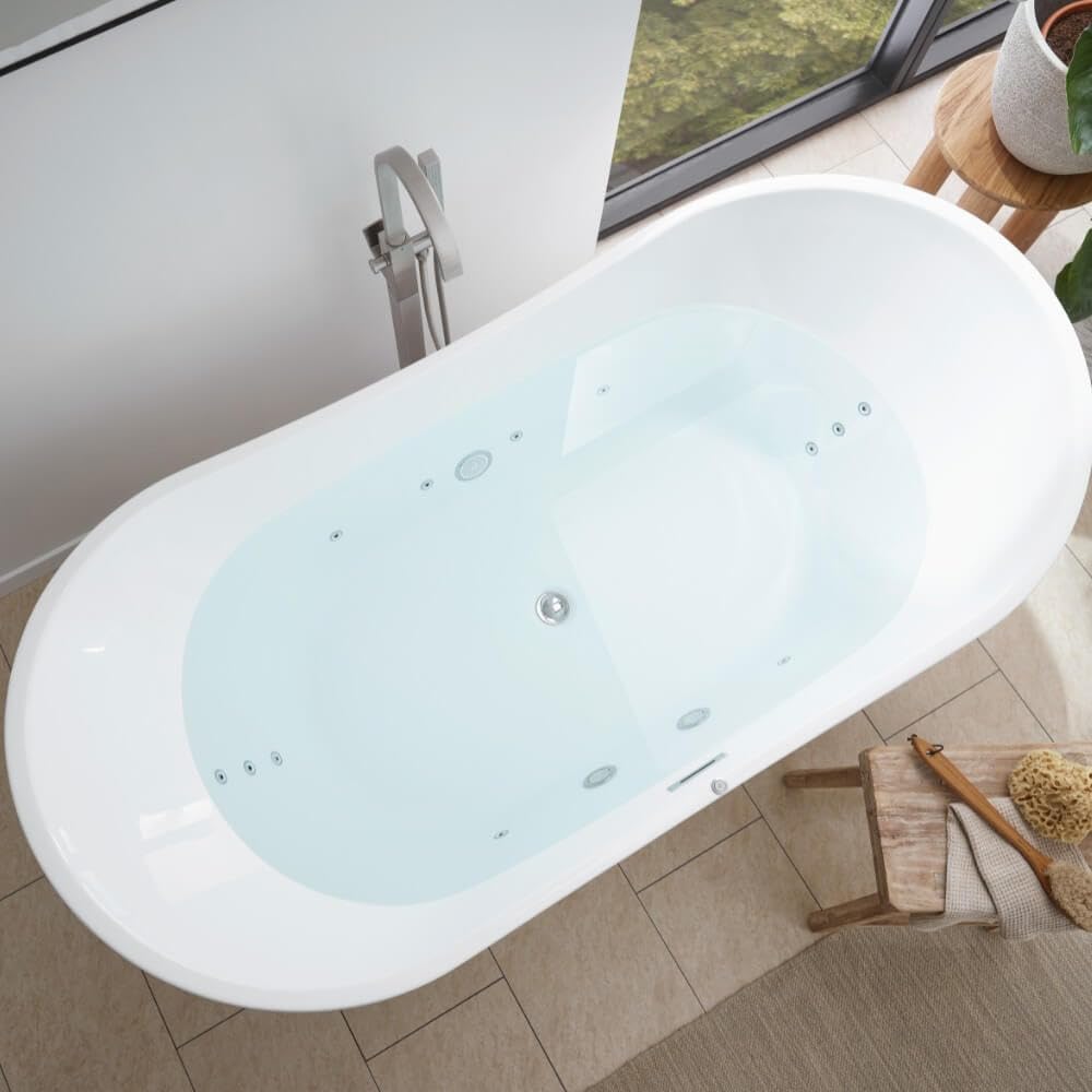 Home Deluxe - freistehende Badewanne mit Whirlpoolfunktion - OVALO PLUS - Maße 180 x 90 x 72 cm - inkl. komplettem Zubehör I Whirlwanne, Whirlpool für 2 Personen