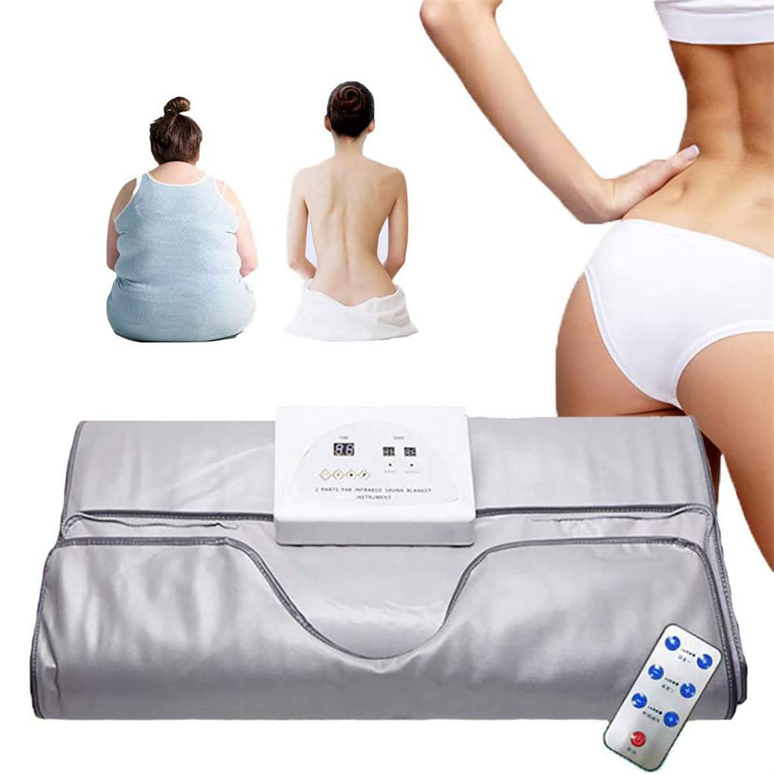 Coperta Per Sauna a Infrarossi Lontani, Digitale A Infrarossi Lontani Coperta Dimagrante Macchina, Eliminare Efficacemente Le Tossine E I Rifiuti Corporei, Per Dimagrire, Fitness SPA a Casa,Silver