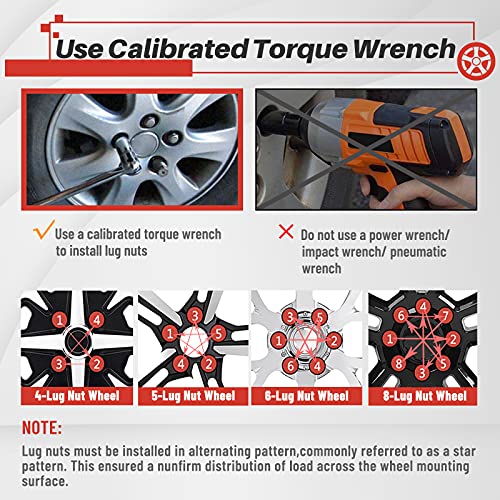 Image of MIKKUPPA M14x1.5 Wheel Spike Lug Nuts, 32 PCS Red Spiked 14mmx1.5 Solid 4.4 inch Tall Acorn Lug Nuts with 1 Socket Key Replacement for Chevy Silverado 1500 2500 3500, F-150 F-250 F-350