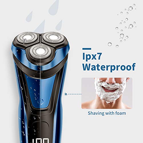 ELEHOT Electric Razor for Men, Rotary Electric Shaver with Pop-up Beard Trimmer, Digital Display, Rechargeable Cordless (Blue) - Thumbnail 7