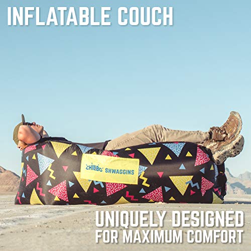 Chillbo Shwaggins Inflatable Couch – Cool Inflatable Chair. Upgrade Your Camping Accessories. Easy Setup is Perfect for Hiking Gear, Beach Chair and Music Festivals. (Nineties Black)
