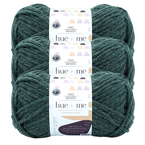 Image of Lion Brand Yarn, Hue + Me Chunky Yarn for Crocheting, Knitting, and Crafts, Juniper, 3 Pack