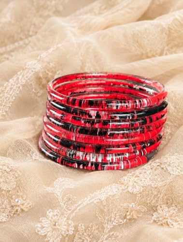 Image of NMII Premium Glass Bangle Set for Women | Multicolor Designer Kangan | Fancy Kanch ki Chudiya | 3D Transparent Chudi Set | Wedding & Festive Occasions Bangles