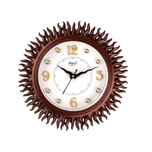 Image of Matiz Analog 30 cm X 30 cm Wall Clock | Brown | with Glass | Standard| 327 Cola Round