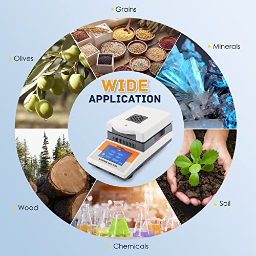 Bonvoisin Moisture Analyzer 110G X 5Mg 0.01% Readability Lab Touch Screen Moisture Balances With Aluminum Sample Pan (Pack Of 50) Rs232 Interface 110V #TOP5