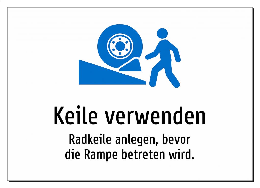 38550-DE-S-13 | Keile verwenden - Radkeile anlegen, bevor die Rampe | Aufkleber A2, 594 x 420mm | mit Symbolgrafik und Text