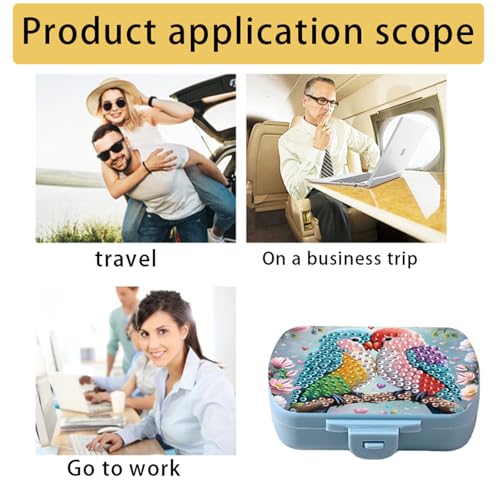 Image of ARTopet Diamond Art Painting Mini Storage Box with 6-Grid Creative Design Compact Portable Small Case for Purse Travel Daily-Colorful Bird