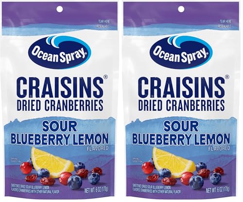 Image of Ocean Spray Craisins Sweetened Dried Cranberries, Sour Blueberry Lemon, 6oz Pouch (Pack of 2)