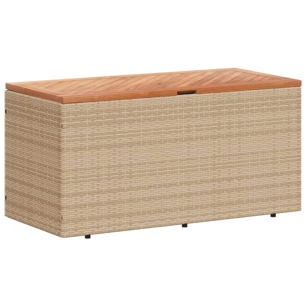 Gecheer Contenitore da Giardino Beige 110x50x54 cm Polyrattan e Acacia