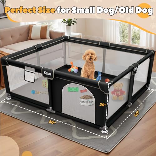 127x127x66 cm Welpengehege Mit Tür, Hundespielgehege Für Welpen Oder Kleine Hunde, Stabiles Sicherheitszaungehege Mit Dickem Stoff, Robustem Nylonnetz, Maschinenwaschbar