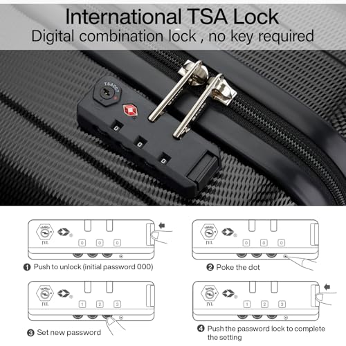 Image of Hanke 16 Inch Underseat Carry on Suitcases with Wheels,Lightweight Hard Shell Carry on Luggage for Weekender,Travel Approved Small Suitcase,Travel Luggage for Womem Men,Jet Black.