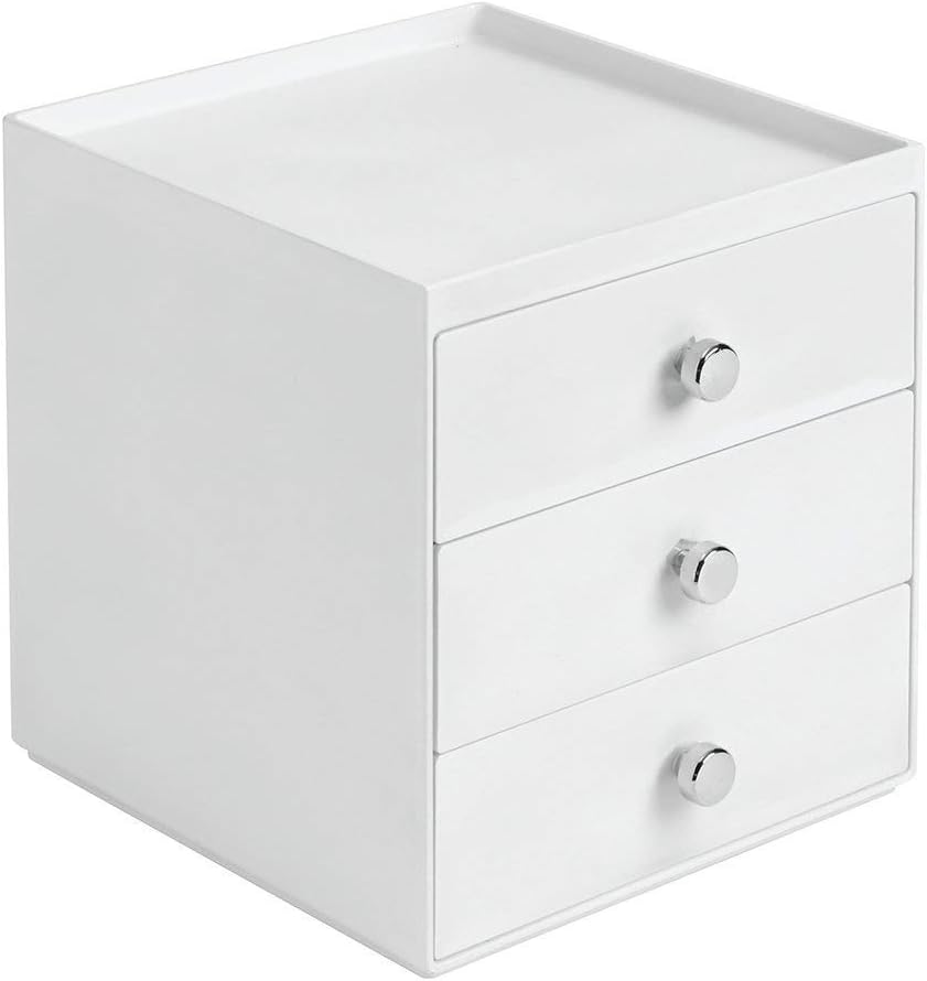 iDesign Bosphorus Cosmetic Organizer 3 Drawers Cube Model, White, 36262ES