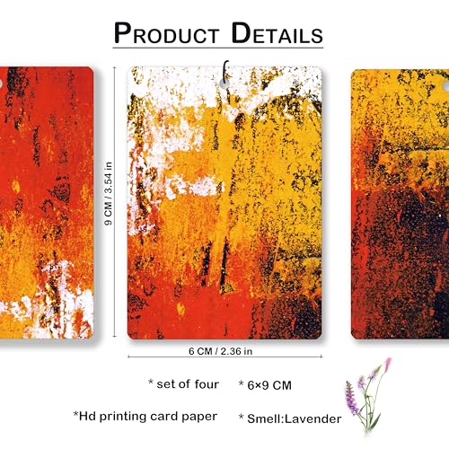 Image of Abstract Red Mustard Rust Lavender Car Air Freshener, Vintage Painting Art Contemporary Hanging Air Freshener 4 Pcs for Cars Closet Drawer Books, Modern Car Accessories Mirror Decor for Women