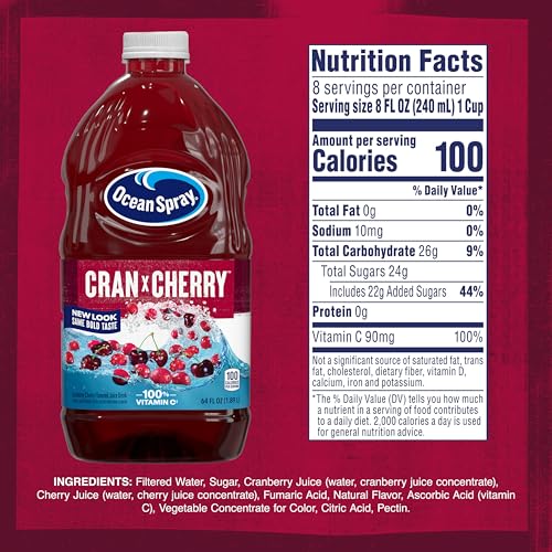 Image of Ocean Spray Cran-Cherry Cranberry Cherry Juice Drink, 64 Fl Oz Bottle ( Pack of 1 )
