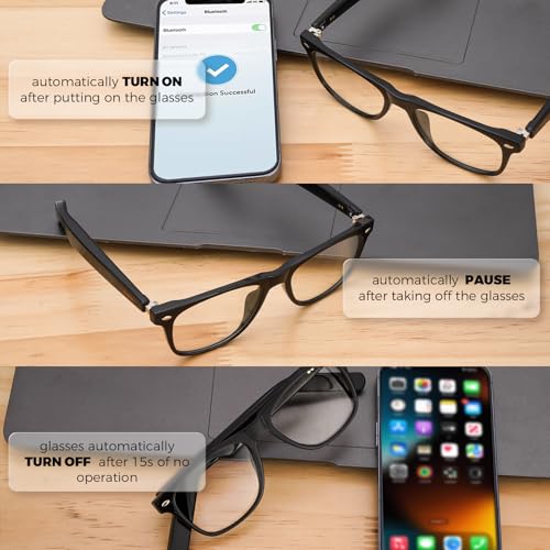Image of Smart Glasses for Men Women, Bluetooth Audio Sunglasses with Color-Change Lenses Automatic Power On Off UV Protection Anti-Blue Lens Speakers Touch Control for Indoor Outdoor Walking Working