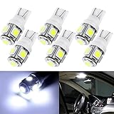 cciyu 6 Pack White T10 W5W Wedge 168 194 LED Bulb Replacement fit for Dome Light Map Light Trunk Cargo Area Light Glove Box Light License Plate Light