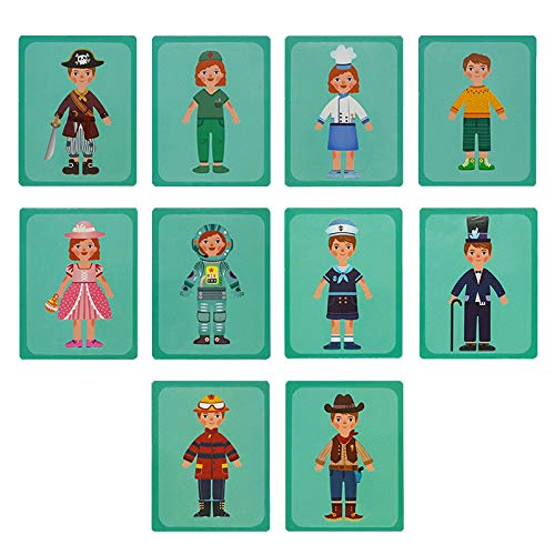 Magnetic Puzzles Toys, Dress Up Paper Dolls Profession Playset, 72 Pcs Magnetic Costumes Pretend Play, Included 10 Well-Matched Dresses, Travel Game Preschool Educational Learning Toy Gift for Kids