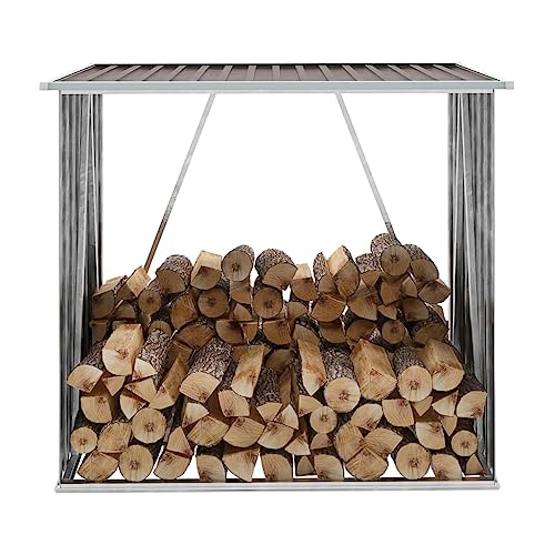 Genérico Casetilla para leña Acero galvanizado marrón 163x83x154 cm,Casa y jardín,Accesorios para hornos de leña y chimeneas,Accesorios para Bolsas y Soportes de leña-47090