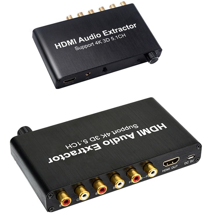 HDMI Audio Decoder,4K Audio Digital to Analog Converter, 3.5mm Headphone Output, 5.1-Channel Mode,Support Network Player, HDTV, Blu-ray DVD, DVD, PS3, DM500S, DM800HD, Etc