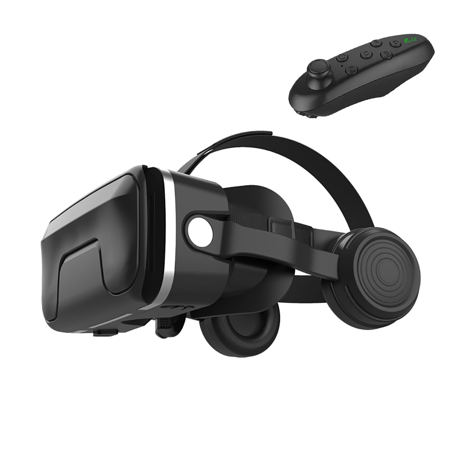 Visore VR con Controller E Cuffie per Bambini E Adulti, Occhiali VR Universali per Smartphone Ios E Android, Campo Visivo 110° Compatibile con Schermi 4,7-6 Pollici per Giochi E Film 3D,Black