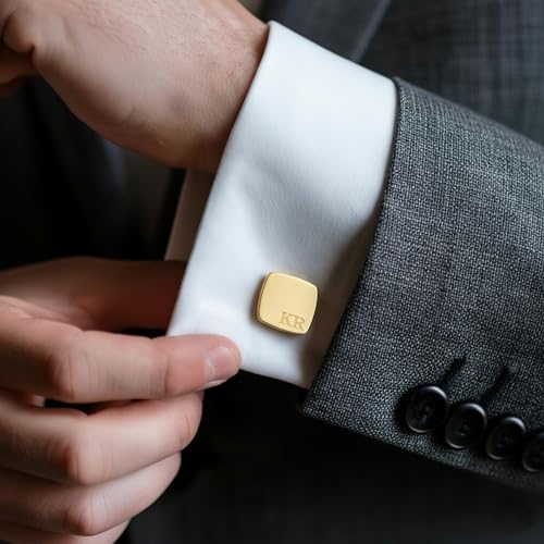 Mancuernillas de plata grabadas personalizadas para hombre miniatura 3
