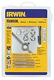 Hanson 1765541 3mm-7mm Tap plus Die Set Metric for Tap Die Extraction, 12 Piece