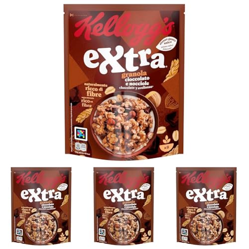 Cereales crujientes con chocolate y avellanas Kellogg's Extra caja 375 g (Paquete de 4)