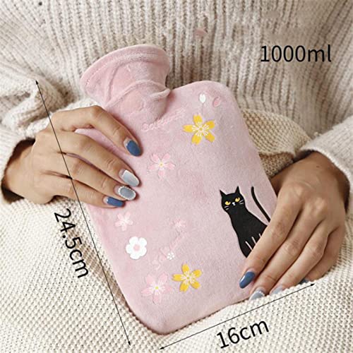 Bouillotte 1000ml à eau chaude en peluche chat mignon UKKO