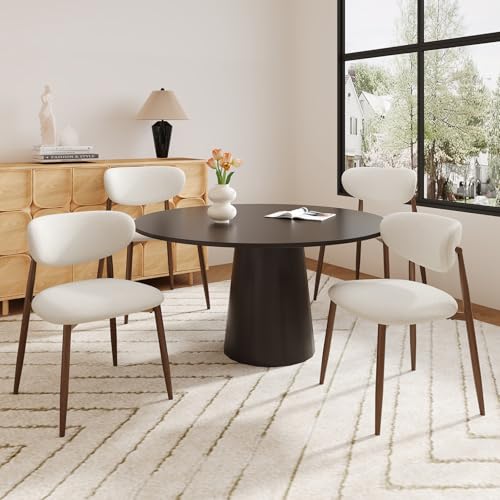 MALOL Dining Chairs Set of 4, Ergonomic Fabric Upholstered Seating with Wood Look Metal Legs and...