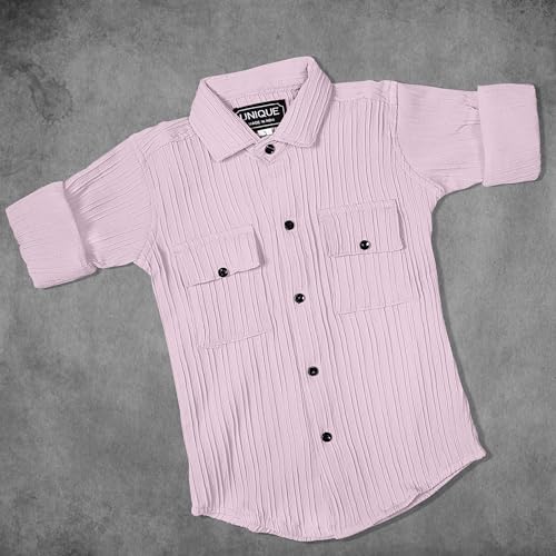 Image of Zilcon Boys' Long Sleeve Button Down Shirt for Kids Woven Solid Two Pockets