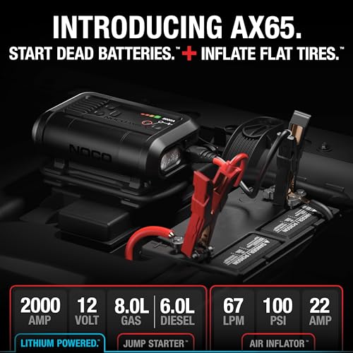 NOCO Boost+Air AX65: 2000A Jump Starter with Air Compressor Tire Inflator – Starts 8.0L Gas & 6.0L Diesel - Additional View