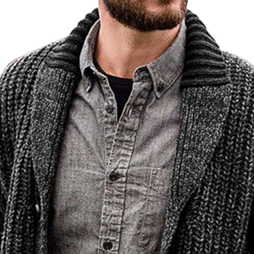 Men's Shawl Collar Open Front Sweater Button Down Cable Casual Sweater Cardigan Knitted Fall Winter Sweaters2
