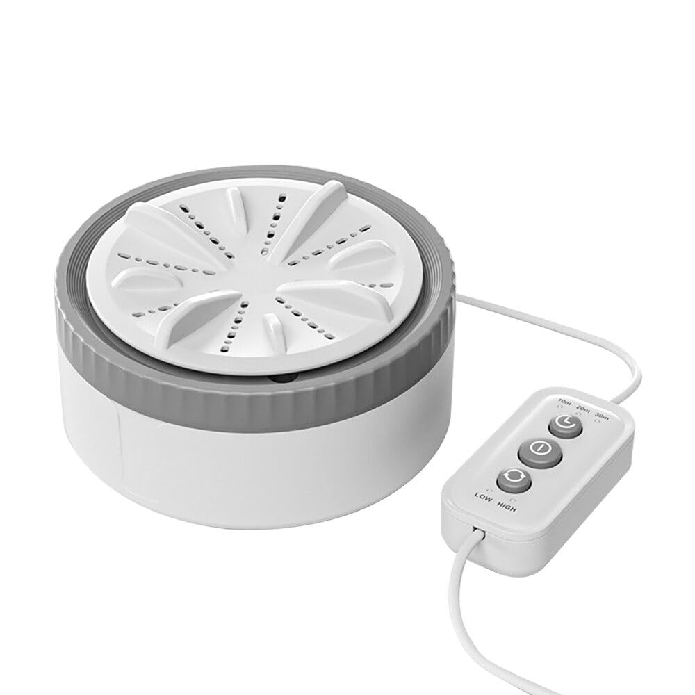 ExceforeMini Washing Machine, Turbine Washing Machine Fully Automatic, Laundry Machine Portable Three Speed Remote Control, Portable Turbo Washing Machine for Travelling,Business Trip, Camping, Gray