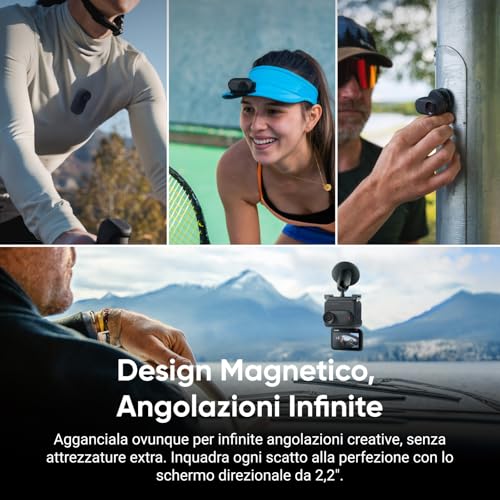 GO 3S Nero Notte (128GB) - Cam 4K per vlogging, POV a mani libere, montaggio magnetico, stabilizzazione, 140 minuti di autonomia, impermeabilità fino a 10 m, editing IA - Gadget - Immagine 3