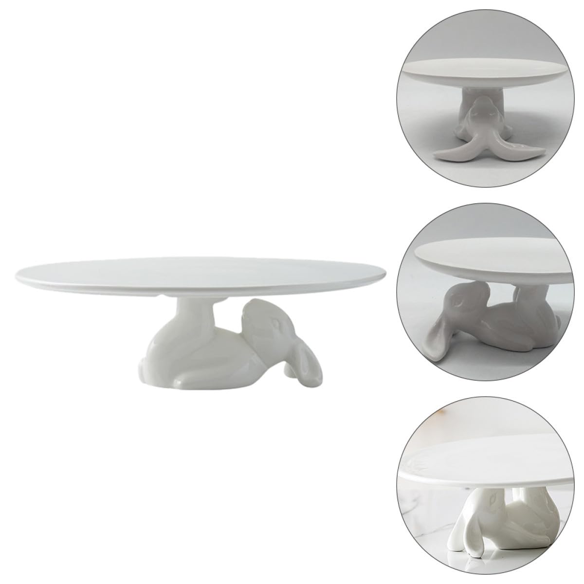 jojofuny 1pièce Présentoir Gâteau Céramique Lapin Plateau à Dessert Antichoc Support Snack pour Anniversaire et Fête à Domicile
