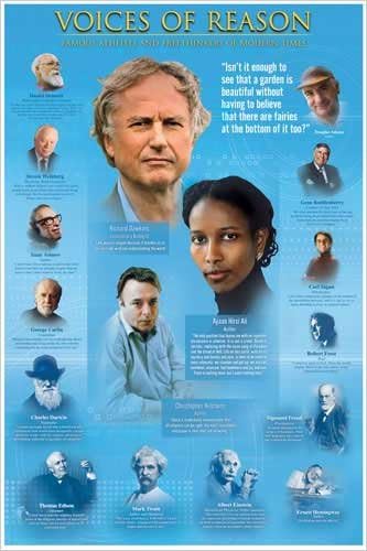 Voices Of Reason Atheist Poster 24x36 Richard Dawkins Christopher Hitchens Carl Sagan George Carlin Charles Darwin