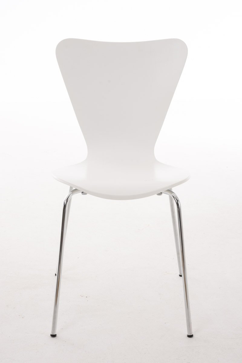 CLP Lot de 4 Chaises Empilables Calisto I Chaise De Visiteur avec Piètement Stable en Métal Chromé I Chaise pour Zone D'Attente, Couleur:Blanc