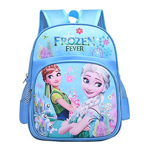Ksopsdey Frozen Rucksack, Frozen Kinderrucksack, 3D Cartoon Schultasche für Mädchen Prinzessin, Adjustable Waterproof Blau Kindergartenrucksack für Kinder, Mädchen, Mittagessen, Sport, Reisetasche Cover
