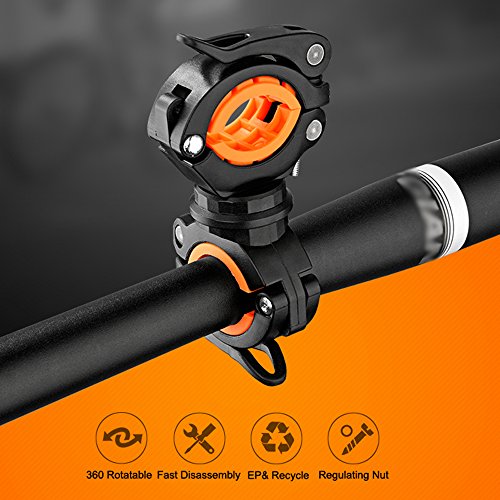 Vonpri [3 Pack Flashlight Holder, Mount Bicycle Mounting Bracket Flashlight Holder Torch Clip 360º Rotation (Orange) #TOP6