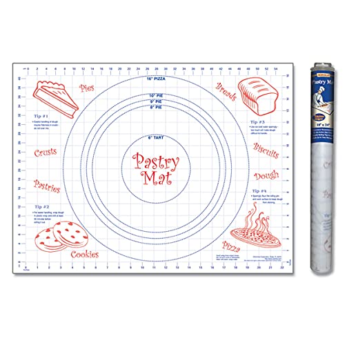 Cut N' Funnel Large Premium Pastry Mat 24" by 18" Made in the USA Non-slip Food Grade Flexible Plastic for Rolling, Kneading, Shaping and Cutting Dough