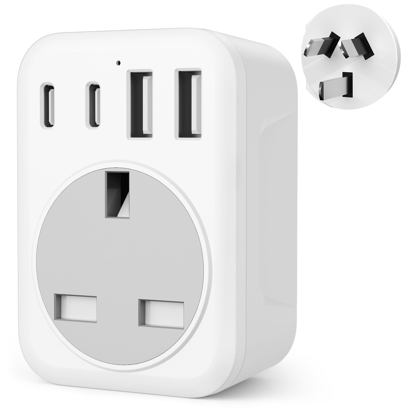 UK To European Plug Adapter,5 IN 1 European Travel Adaptor with 2 USB C & 2 USB A,Grounded EU Plug Adapter for Germany Spain France Turkey Greece etc (Type E/F) — view 10