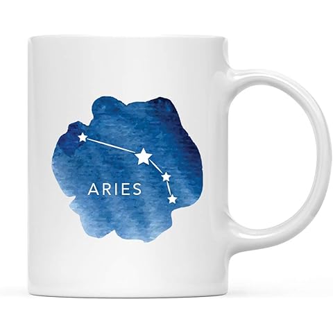 Andaz Press Astrological Zodiac Sign 11oz. Ceramic Coffee Tea Mug Gift, Aries Star Constellation, Watercolor Blue, 1-Pack, for Her, Him, Birthday Christmas Horoscope Gift Ideas, Includes Gift Box
