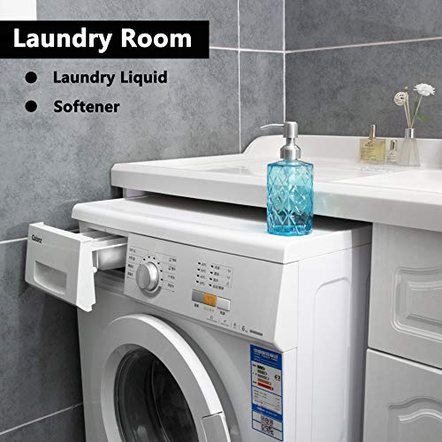 Easy-Tang Soap Dispenser for Kitchen, Bathroom - Refillable Wash Hand Liquid Clear Glass Bottle, Colored Jar with Stainless Steel Pump, Ideal for Dish Detergent, Essential Oil, Shampoo Lotion (Blue) - Thumbnail 3