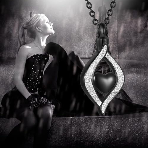 Gold Cremation Necklace for Ashes Always in My Heart Mom/Dad/Grandma Urn Ash Keepsake Memoril Teardrop Pendant Urns for Human Ashes Adult Female3