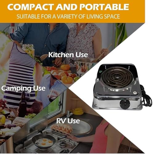 Image of Drumstone 2000W Electric Hot Plate Single Burner - High-Efficiency Fast Heating Cooktop with Durable Chrome Surface, Even Heat Distribution, Portable Compact Design for Kitchen, Office & Travel Use