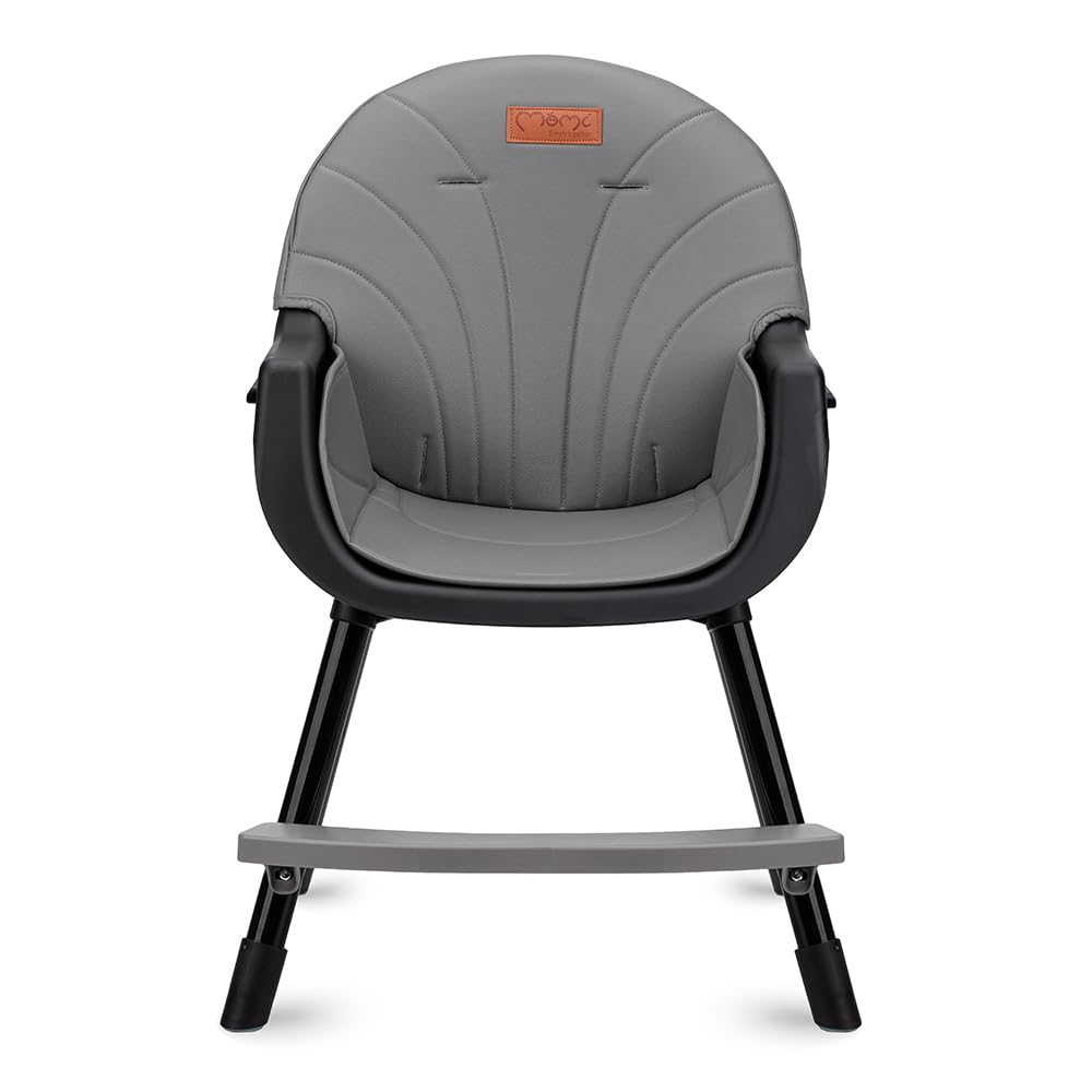 MoMi REKI Chaise Haute Bébé 3 en 1 Noir, Évolutive avec Plateau Réglable, Harnais de Sécurité, Repose-pieds, Dossier Confortable, Jouet Inclus